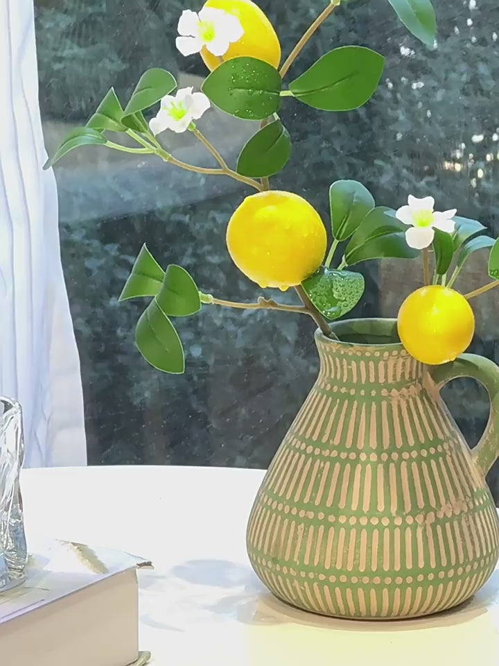 Vibrant Mediterranean Lemon Botanical Artificial Floral Arrangement