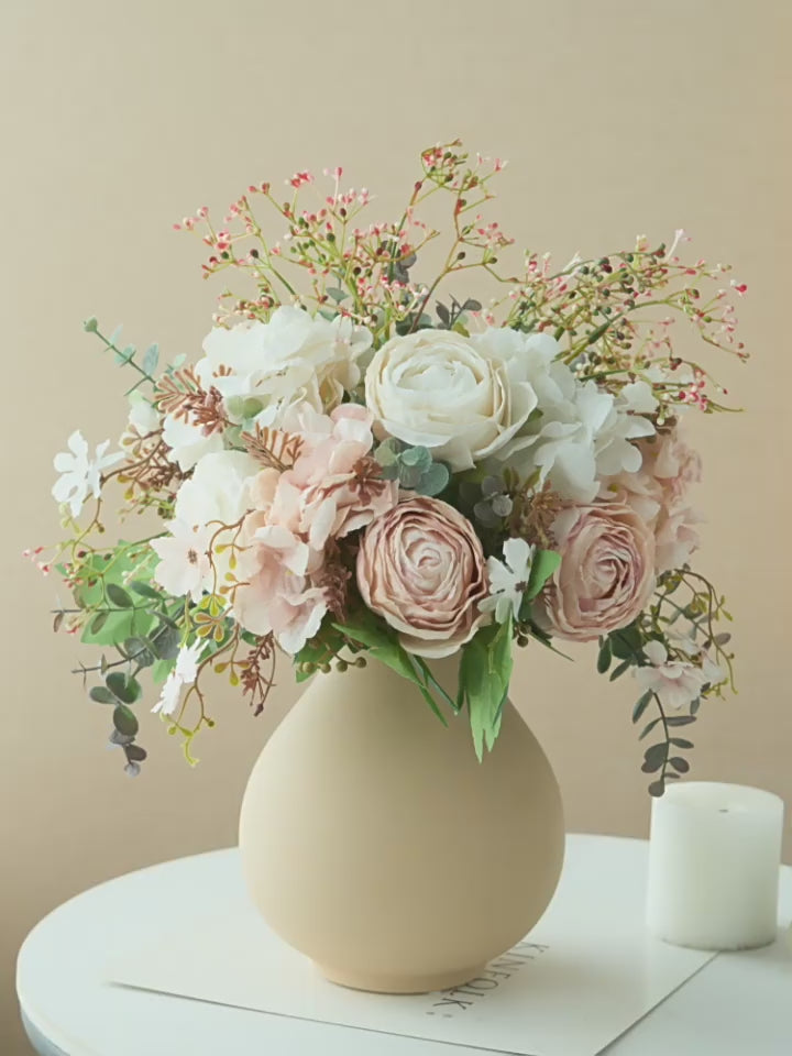 Luxury Vintage Blush Ranunculus & Rose Artificial Floral Arrangement