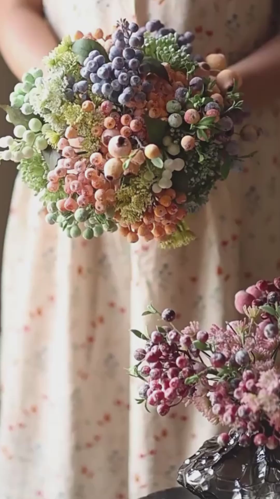 Ethereal Multicolor Berry & Foliage Artisan Artificial Floral Arrangement