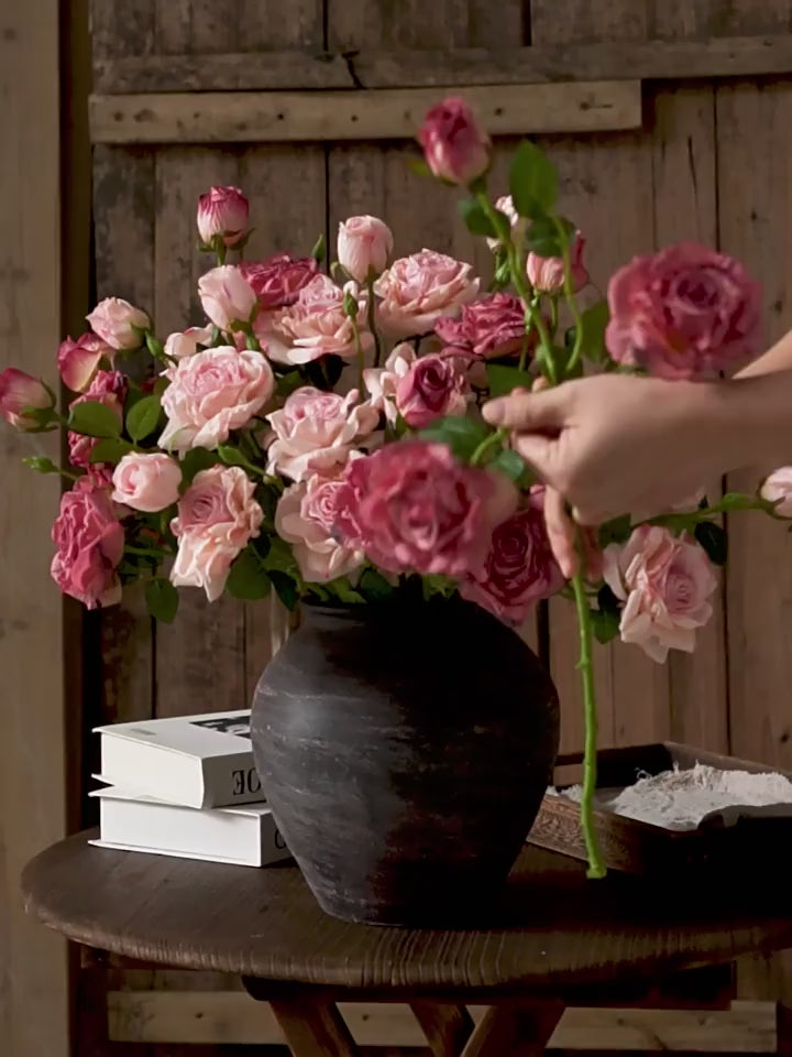 Fuchsia Edged Faux Rose Bouquet