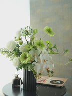 Modern Elegant White Orchid & Greenery Artificial Floral Arrangement