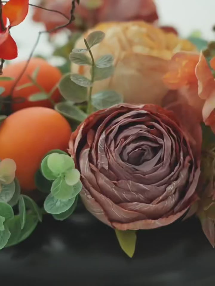 Zen Persimmon and Vintage Rose Botanical Faux Floral Arrangement