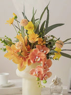 Vintage Golden Orchid Spray Faux Floral Arrangement