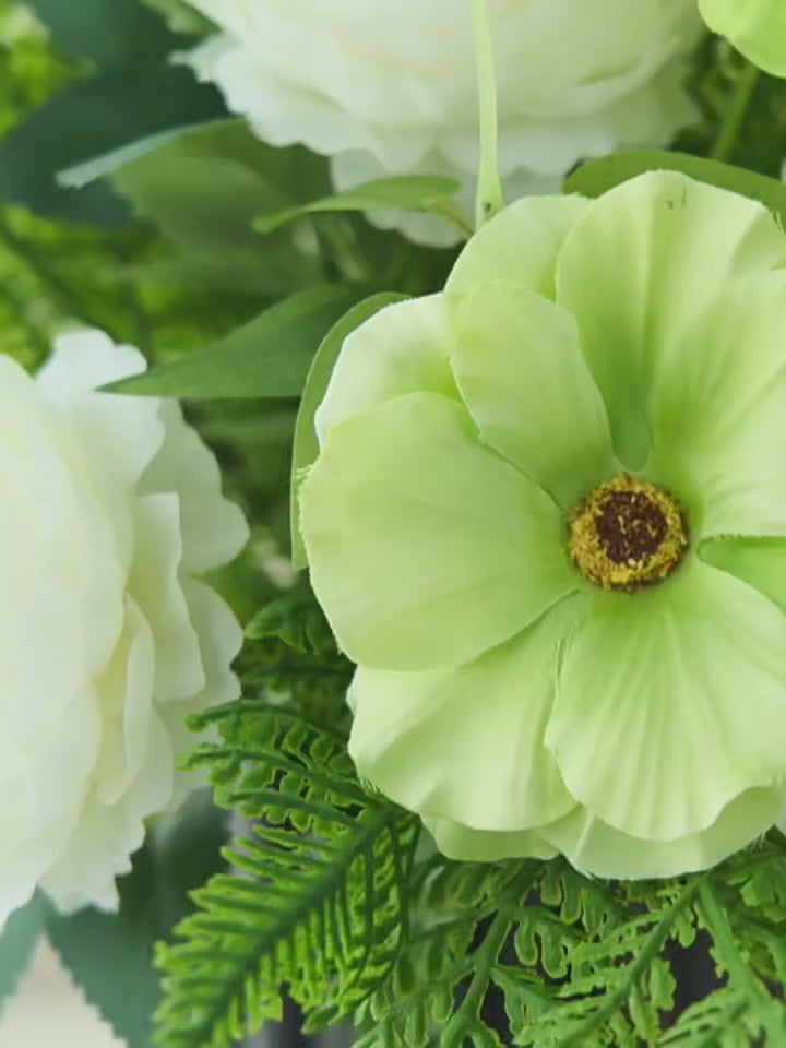 Modern Elegant White Orchid & Greenery Faux Floral Arrangement