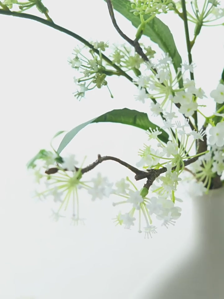 Nordic Minimalist Delicate White Blossom Branch Artificial Floral Arrangement