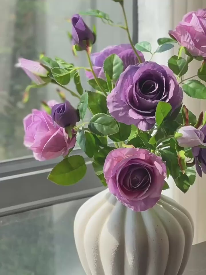 French Romantic Vintage Purple Rose Artificial Floral Arrangement
