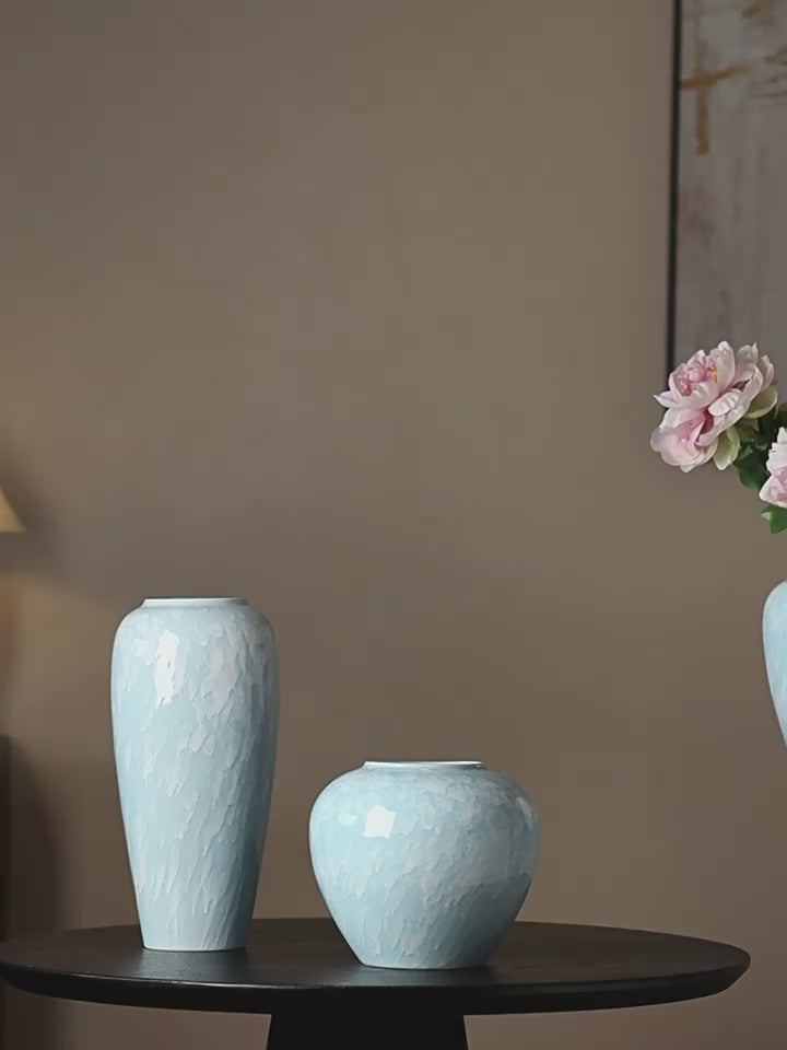 Modern Pastel Splash Glaze Ceramic Vase