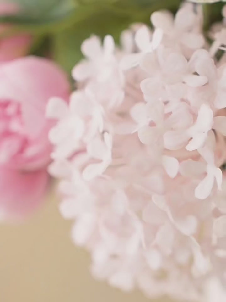 Luxury French Creamy Pink Poppy & Peony Faux Floral Arrangement