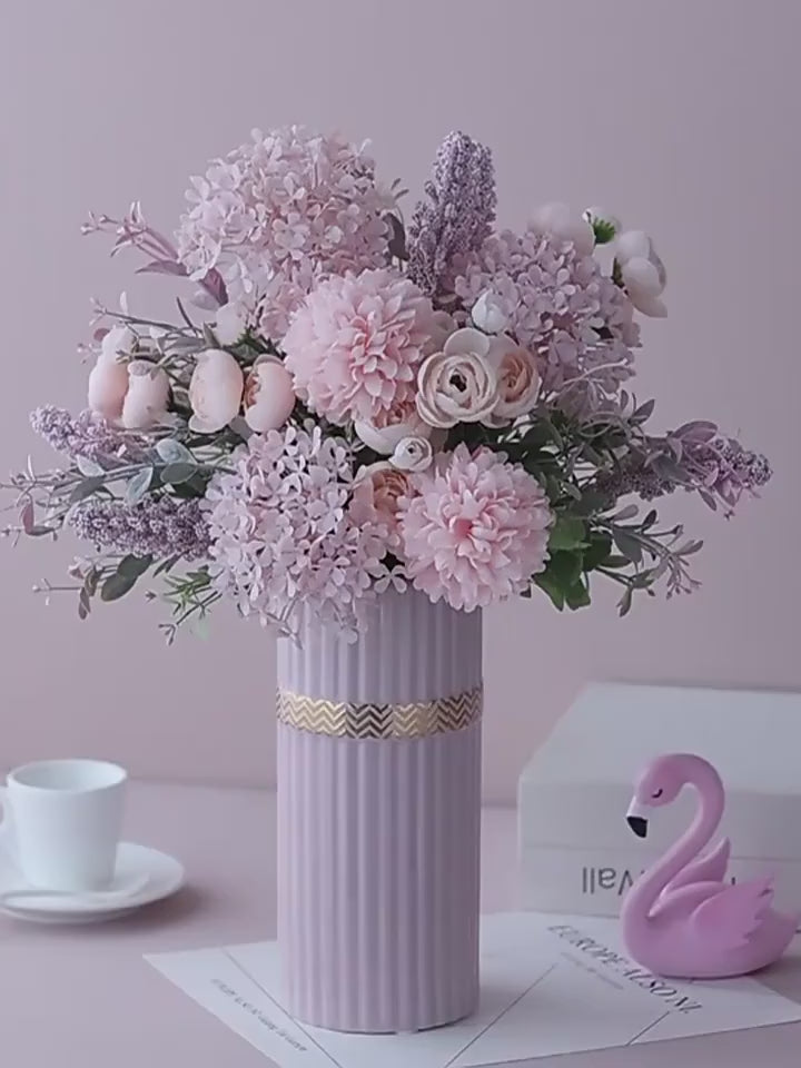 Faux Floral Arrangement - Pink & Purple Mixed Blooms