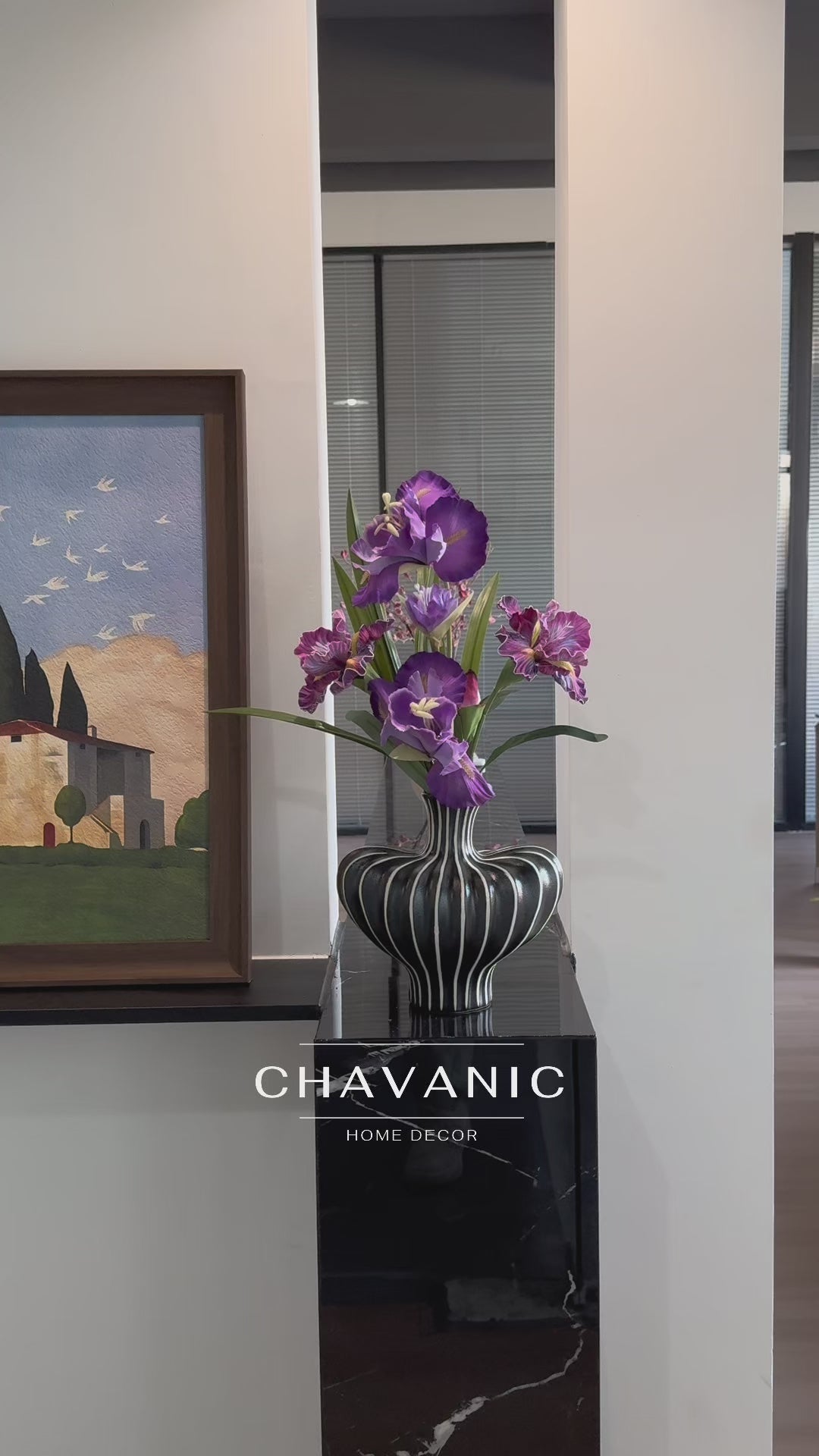 Luxury Royal Purple Iris Faux Floral Arrangement